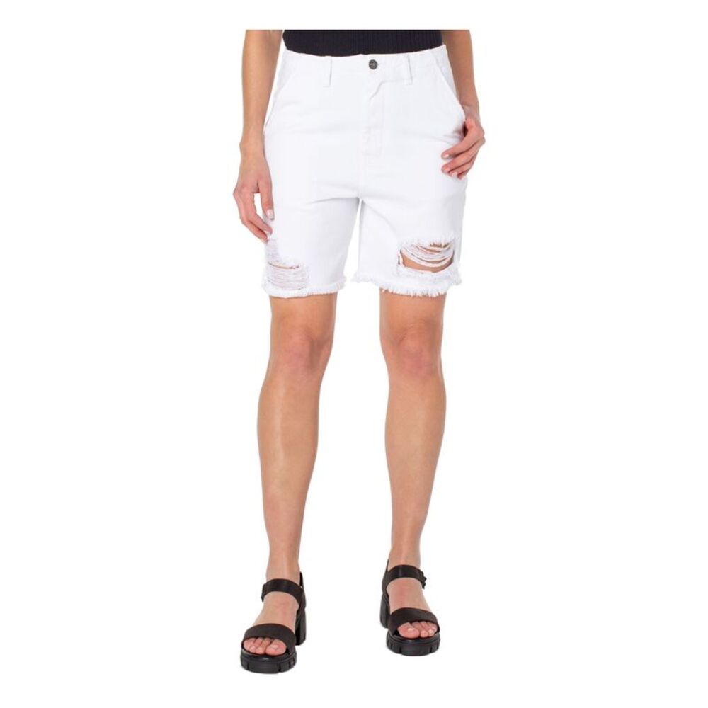 EARNEST SEWN NEW YORK Womens White Zippered Hems High Waist Shorts 29